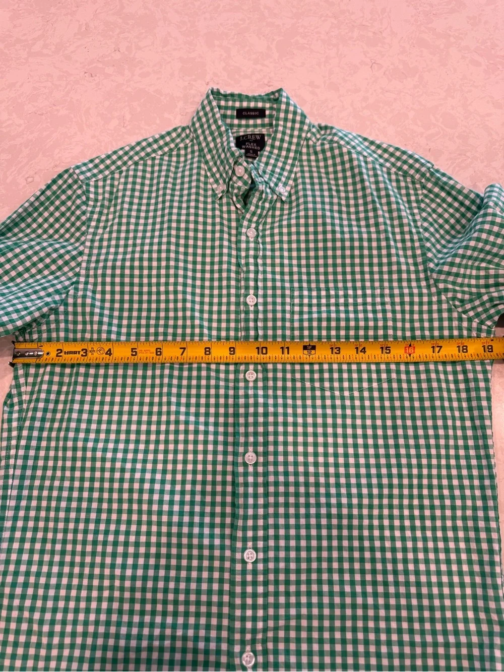 J. Crew Green and White Gingham Button-Down Shirt size small